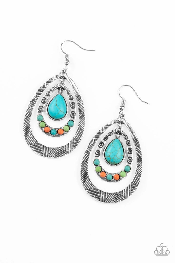 Terra Teardrops - Multi Stone Earring-Paparazzi - The Sassy Sparkle