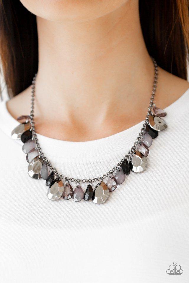 Texture Storm - Black Gunmetal Textured Teardrop Necklace - Paparazzi -  Bling With Dawn