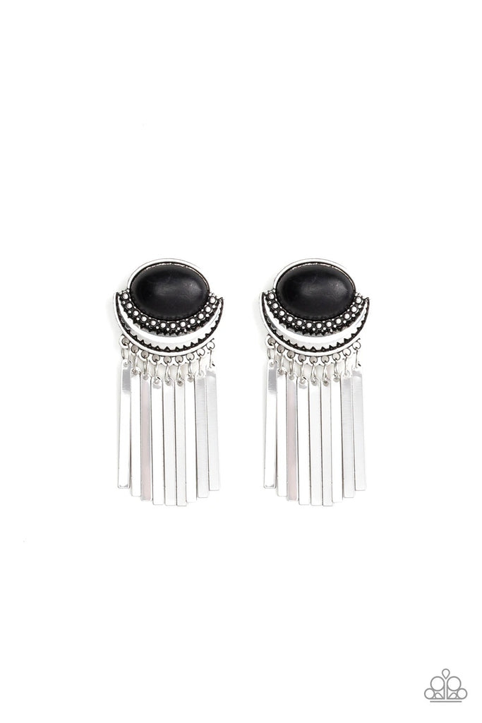 Monsoon Season - Black Stone Post Earring-Paparazzi - The Sassy Sparkle