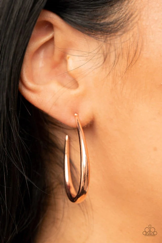 CURVE Your Appetite - Copper Post Hoop Earring-Paparazzi - The Sassy Sparkle