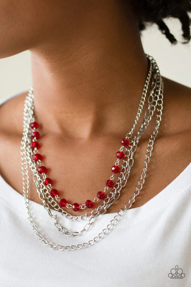 Extravagant Elegance - Red Necklace-Paparazzi