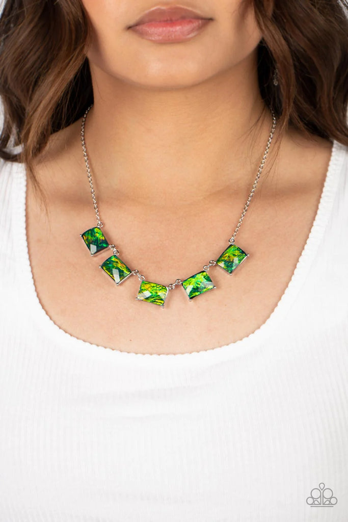 Opalescent Oblivion - Green Necklace-Paparazzi - The Sassy Sparkle