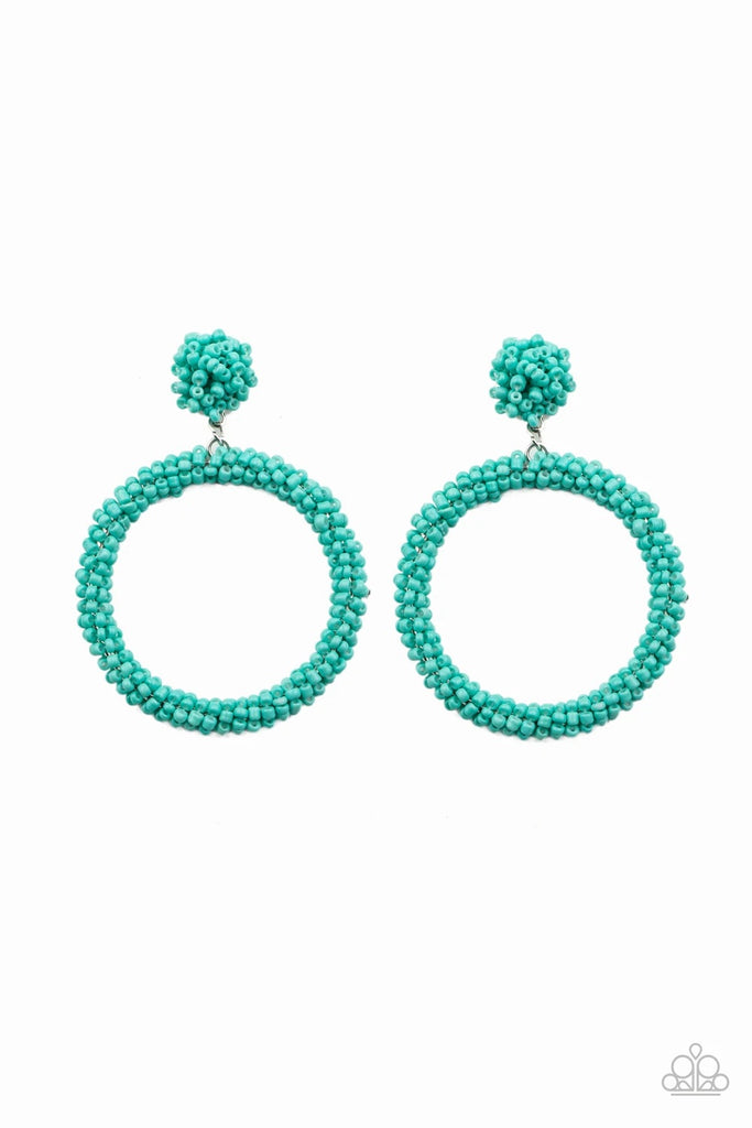 Be All You Can BEAD - Blue Seed Bead Post Earring-Paparazzi