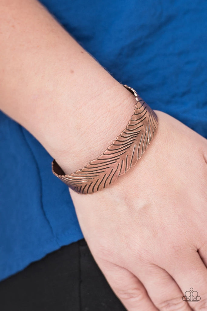 Ruffle Feathers - Vintage Copper Bracelet-Paparazzi