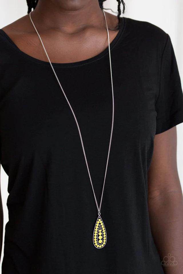 Tiki Tease - Yellow Necklace-Paparazzi