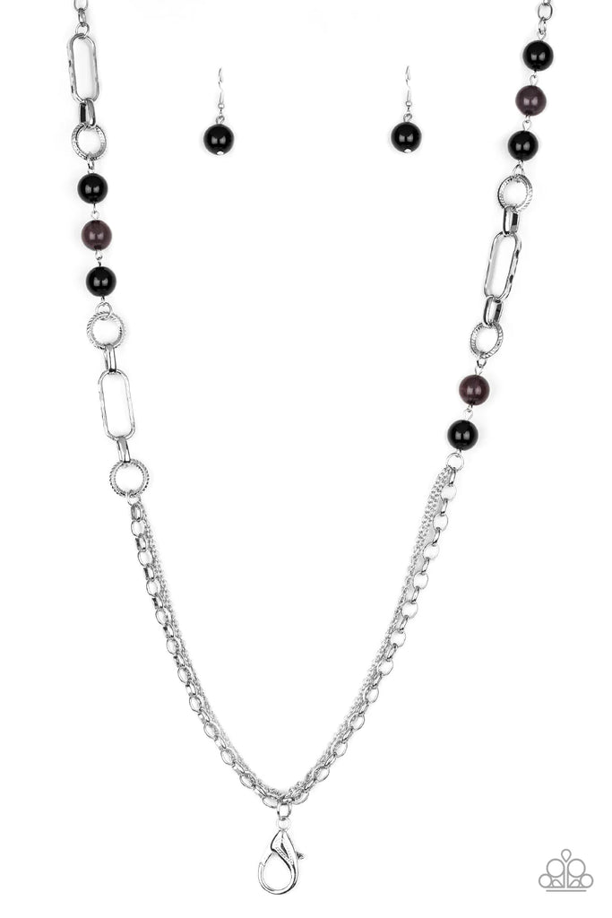 CACHE Me Out - Black Lanyard Necklace-Paparazzi - The Sassy Sparkle