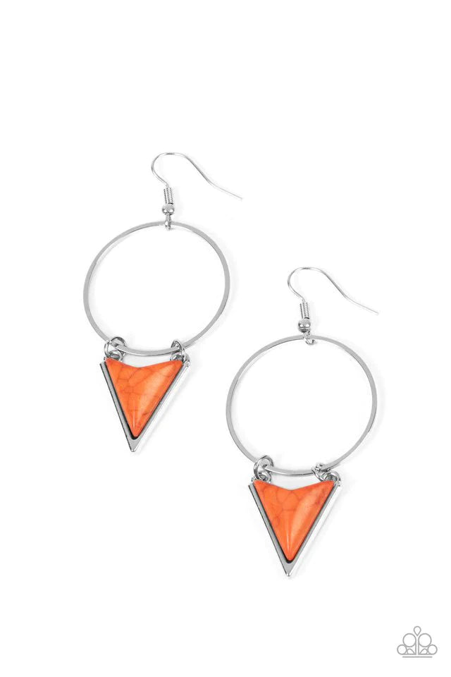 Sahara Shark - Orange Stone Earring-Paparazzi - The Sassy Sparkle