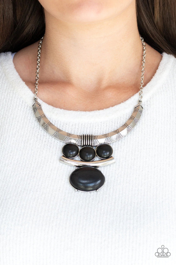 Commander In Chiefette - Black Stone Necklace-Paparazzi