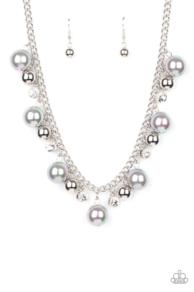 Galactic Gala - Silver Pearl Necklace-Paparazzi - The Sassy Sparkle