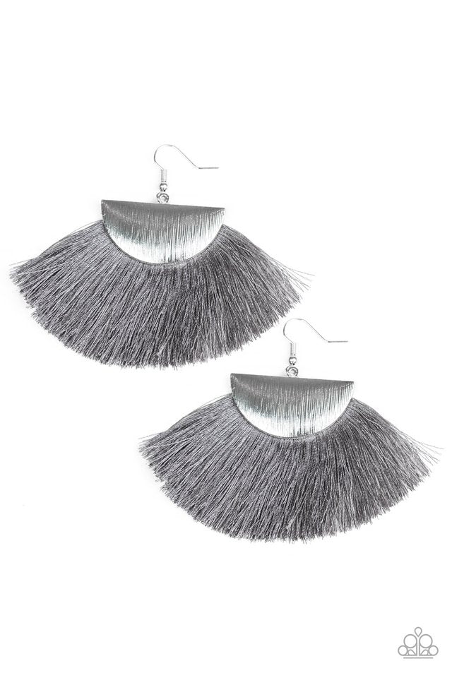 Fox Trap - Silver Fringe Earring-Paparazzi - The Sassy Sparkle