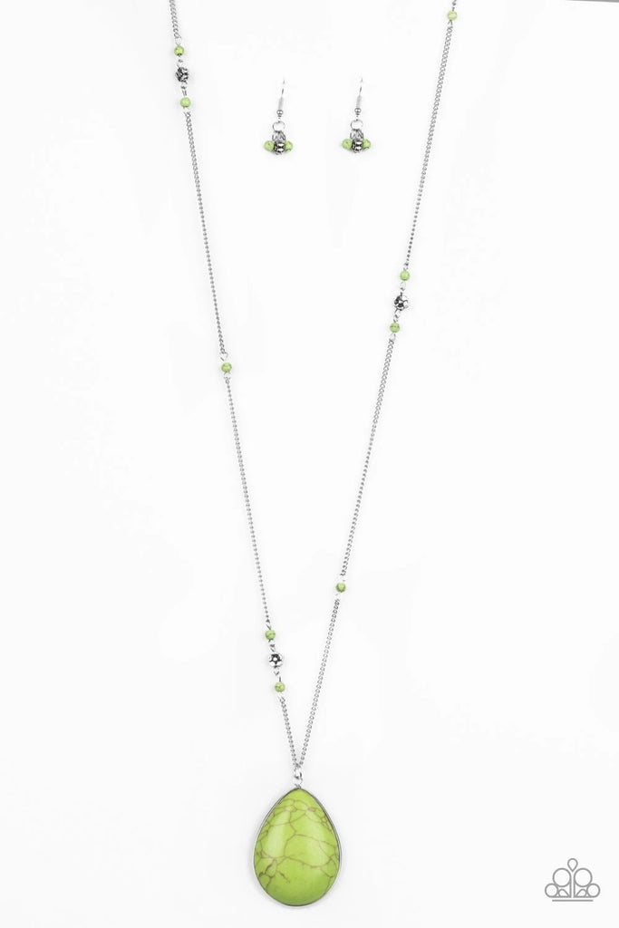 Desert Meadow - Green Stone Necklace-Paparazzi