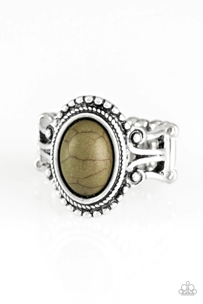 All the World’s A STAGECOACH - Green Stone Ring-Paparazzi - The Sassy Sparkle