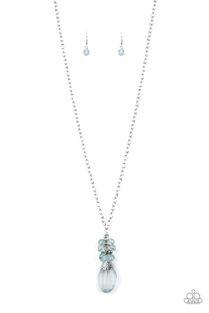 Crystal Cascade - Blue Necklace-Paparazzi