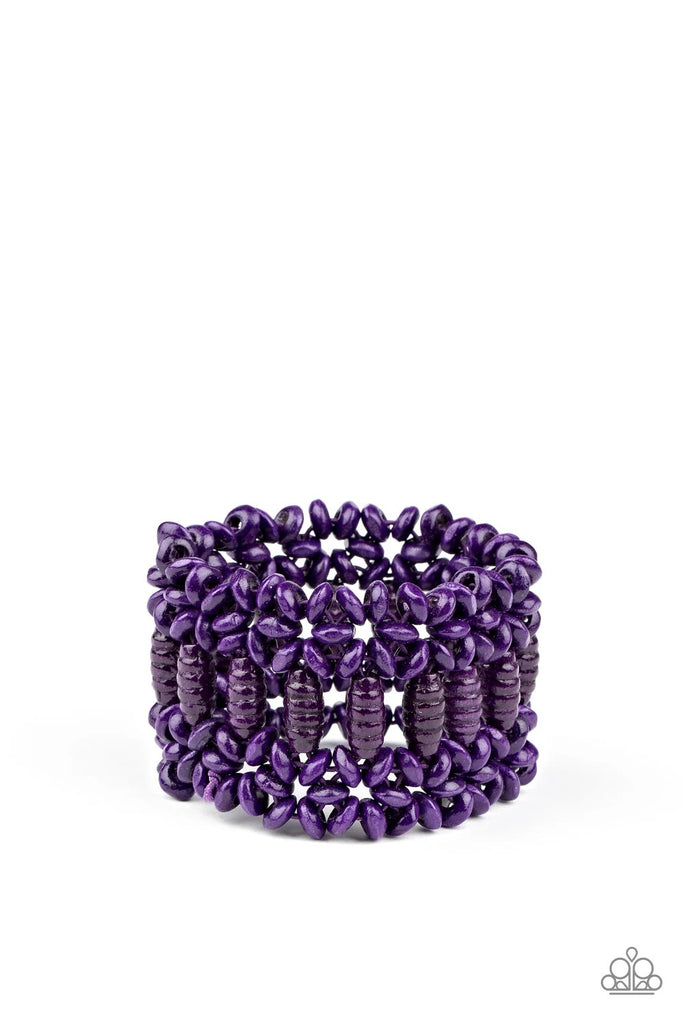 Fiji Flavor - Purple Wood Bracelet-Paparazzi - The Sassy Sparkle