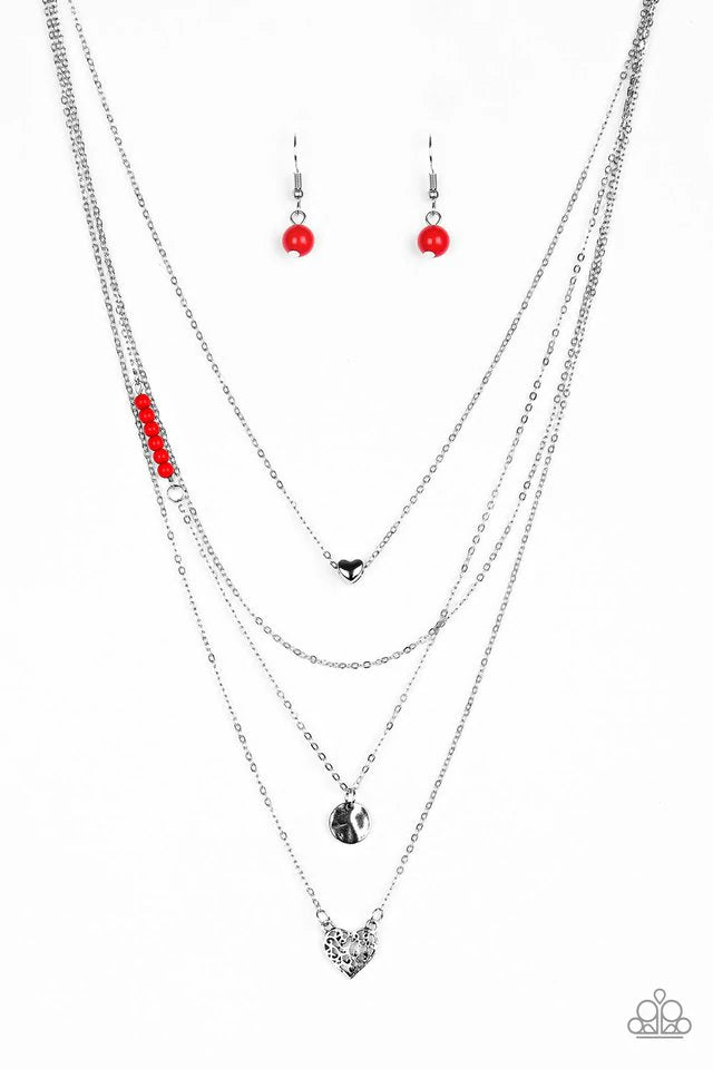 Gypsy Heart - Red Necklace-Paparazzi - The Sassy Sparkle