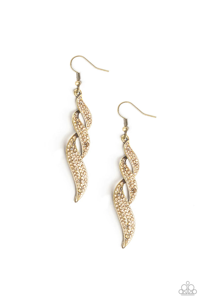 On Fire - Brass Earring-Paparazzi - The Sassy Sparkle