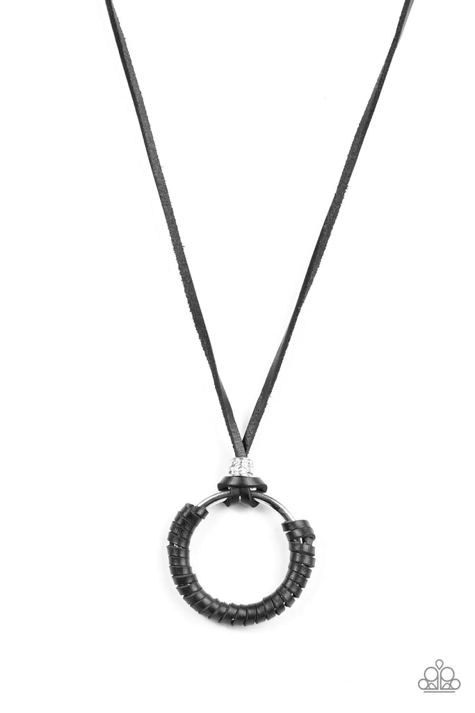 Get Over GRIT! - Black Leather Urban Necklace-Paparazzi