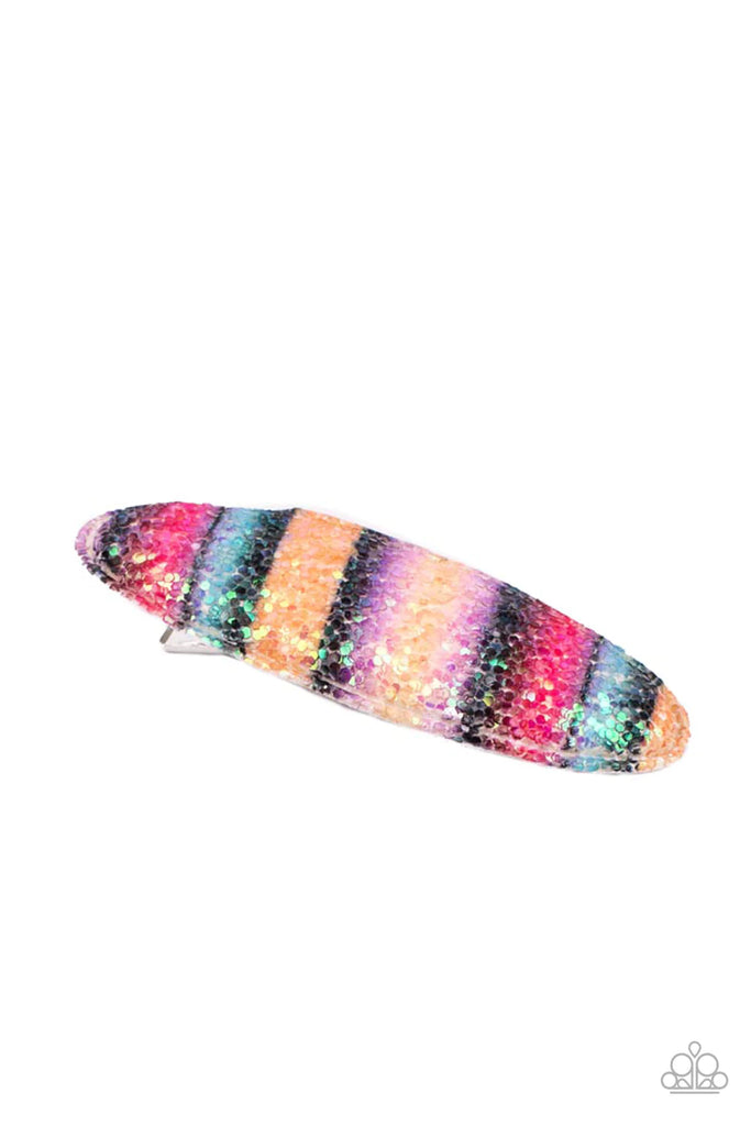 Rainbow Pop Summer - Multi (Black Stripe) Hair Clip-Paparazzi - The Sassy Sparkle