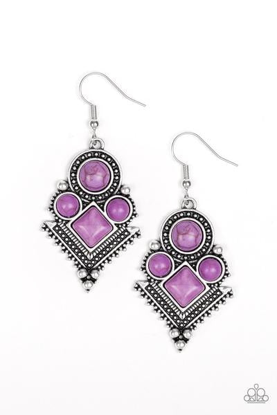 So Sonoran - Purple Stone Earring-Paparazzi - The Sassy Sparkle