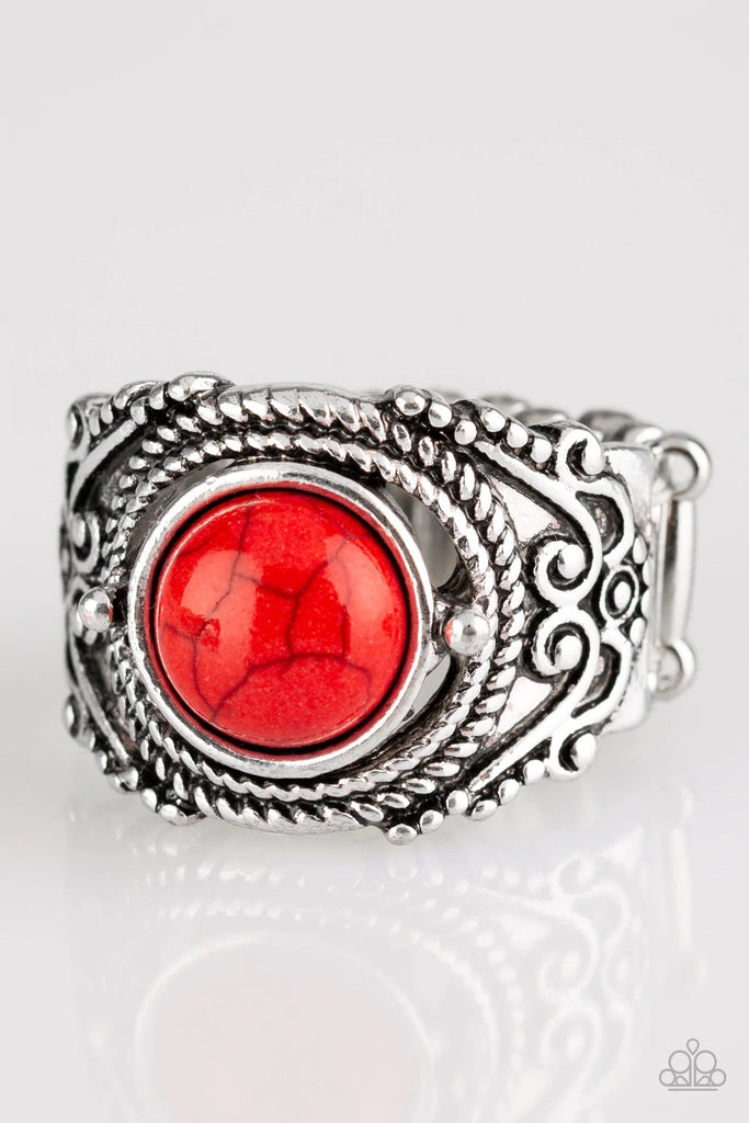 Stand Your Ground - Red Stone Ring-Paparazzi