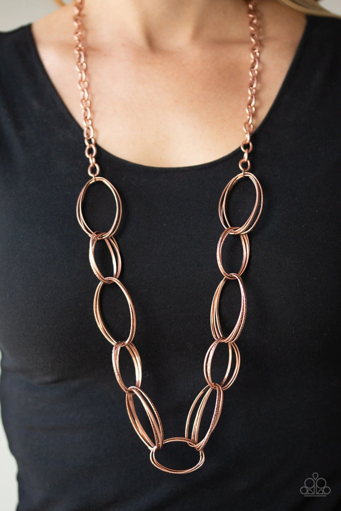 Ringing In The Bling - Copper Necklace-Paparazzi