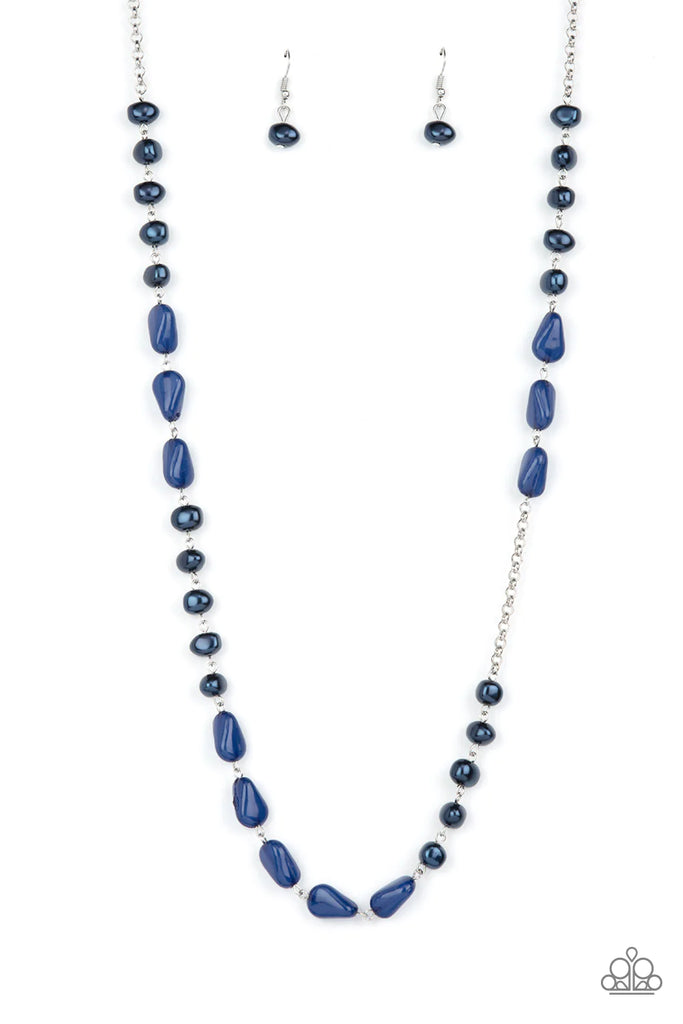 Shoreline Shimmer - Blue Pearl Necklace-Paparazzi - The Sassy Sparkle