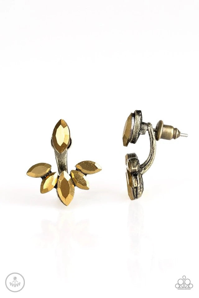 Radical Refinement - Brass Post Earring-Paparazzi - The Sassy Sparkle