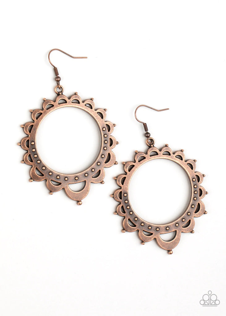 Casually Capricious - Vintage Copper Earring-Paparazzi