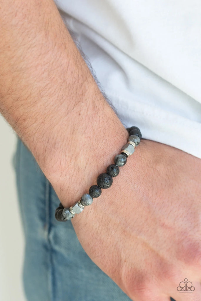 Strength - Black Urban Lava Bead Bracelet-Paparazzi