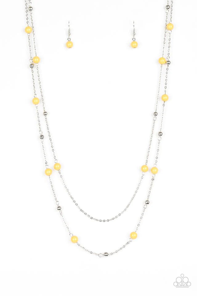 Beach Party Pageant - Yellow Necklace-Paparazzi - The Sassy Sparkle