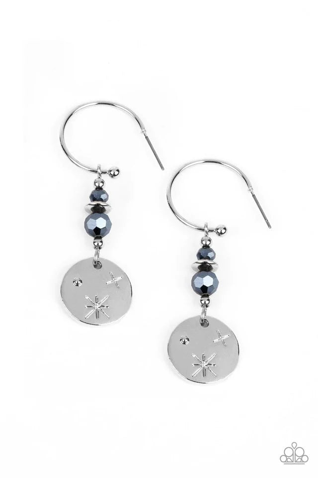 Artificial STARLIGHT - Blue Hoop Post Earring-Paparazzi - The Sassy Sparkle