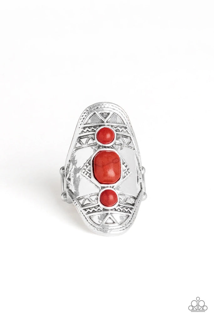 Desert Paint - Red Stone Ring-Paparazzi - The Sassy Sparkle