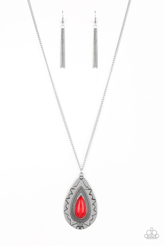 Sedona Solstice - Red Stone Necklace-Paparazzi