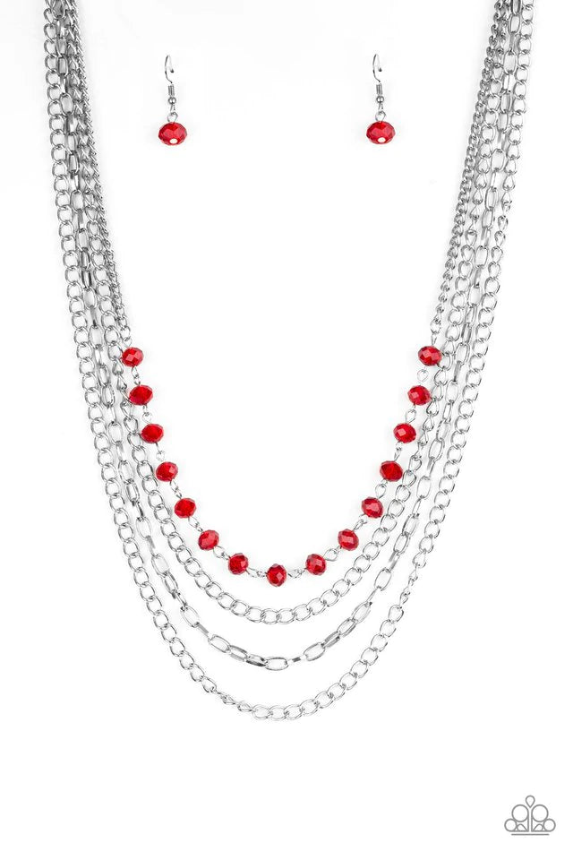 Extravagant Elegance - Red Necklace-Paparazzi - The Sassy Sparkle