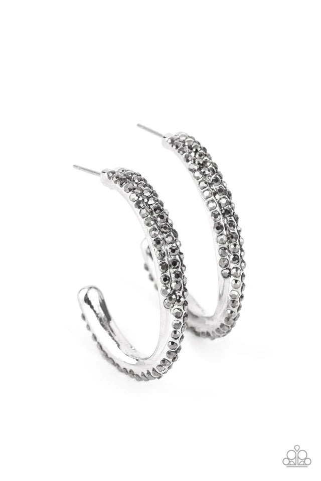 Trail Of Twinkle - Silver Hoop Earring-Paparazzi - The Sassy Sparkle