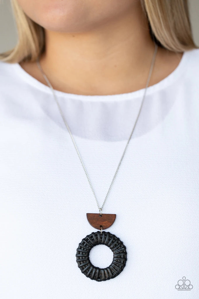 Homespun Stylist - Black Wood Necklace-Paparazzi