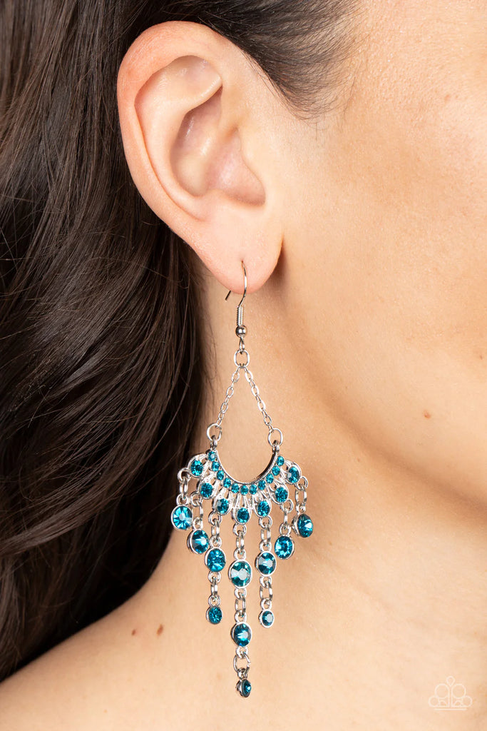 Commanding Candescence - Blue Earring-Paparazzi - The Sassy Sparkle