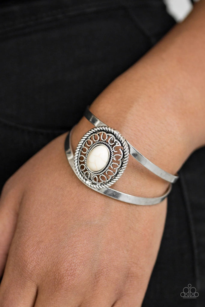 Deep In The TUMBLEWEEDS - White Stone Bracelet-Paparazzi