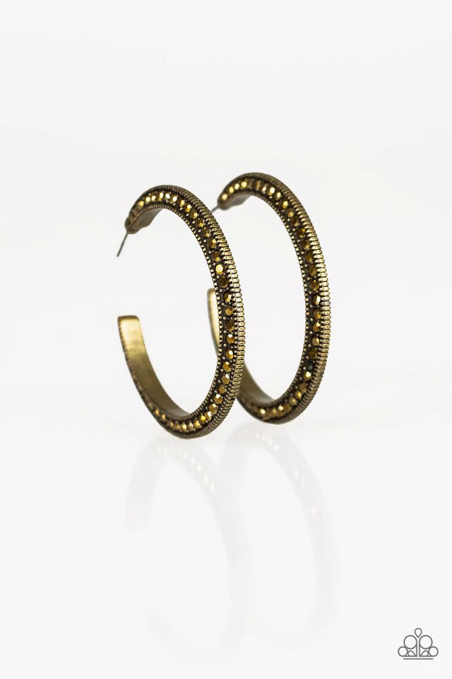 Dazzling Diamond-naire - Brass Hoop Post Earring-Paparazzi