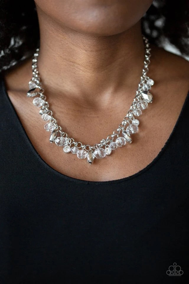 Downstage Dazzle - White Necklace-Paparazzi