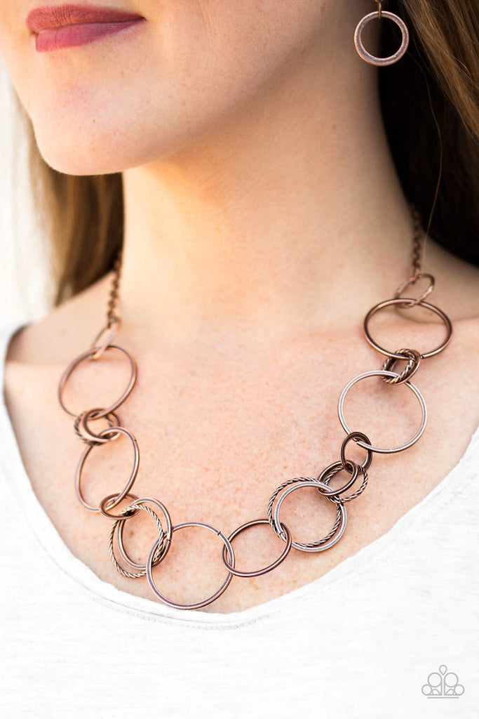 Follow The RINGLEADER - Vintage Copper Necklace-Paparazzi - The Sassy Sparkle