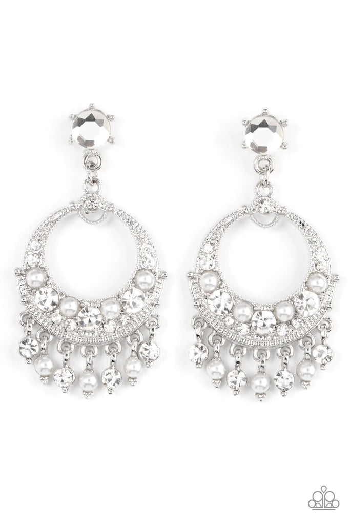 Marrakesh Request - White Pearl Post Earring-Paparazzi - The Sassy Sparkle