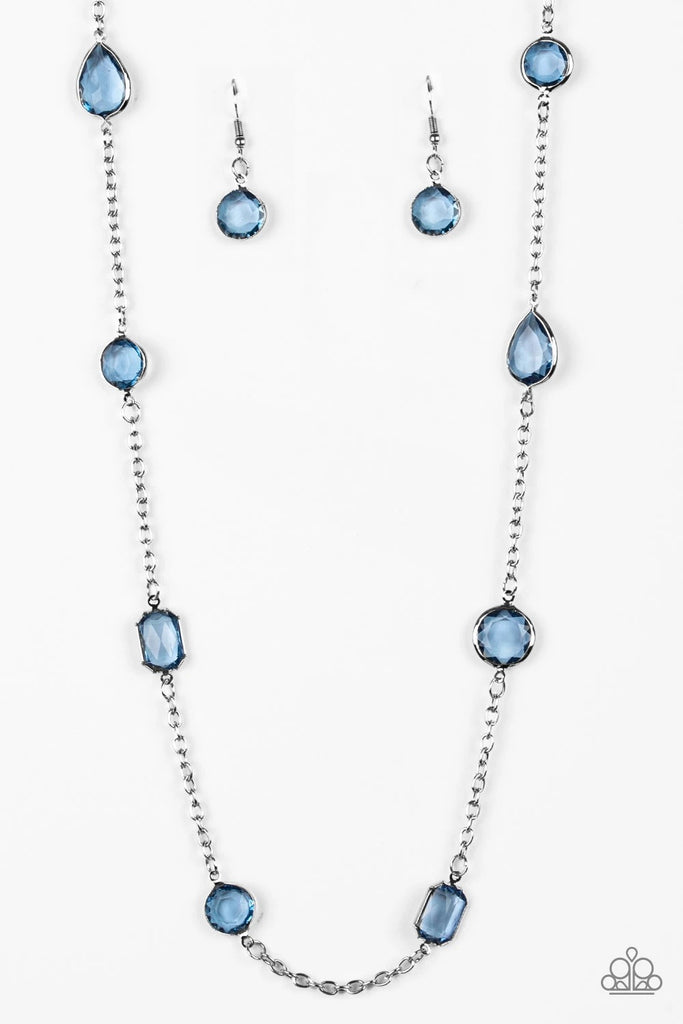 Glassy Glamorous - Blue Necklace-Paparazzi