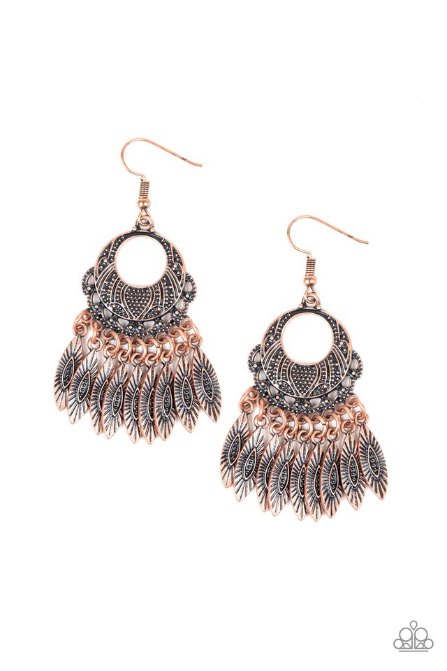 Country Chimes - Copper Earring-Paparazzi - The Sassy Sparkle