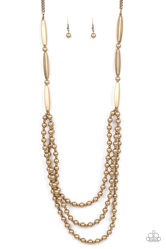 Beaded Beacon - Brass Necklace-Paparazzi - The Sassy Sparkle