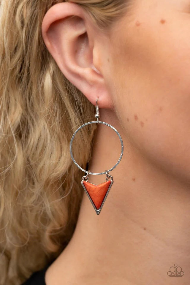 Sahara Shark - Orange Earring-Paparazzi