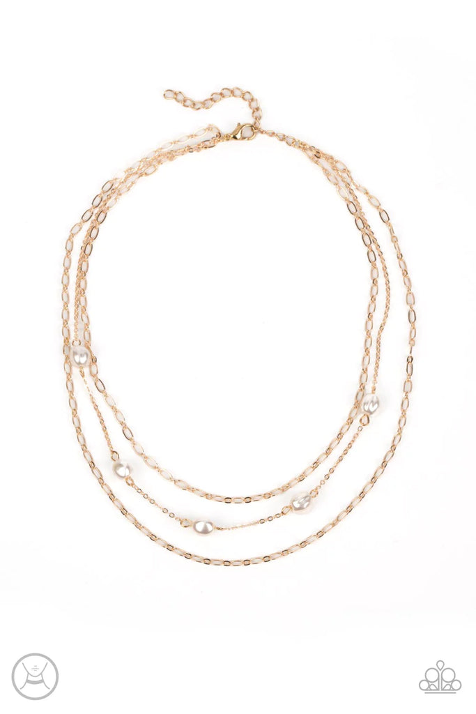 Offshore Oasis - Gold Pearl Choker Necklace-Paparazzi