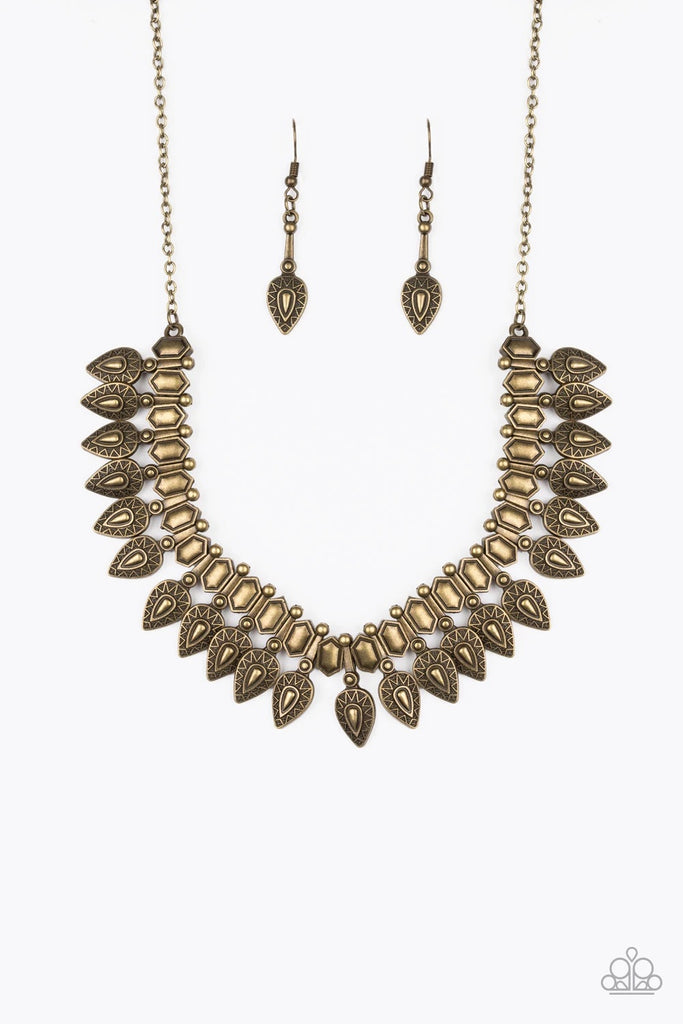 When The Hunter Becomes The Hunted - Brass Necklace-Paparazzi