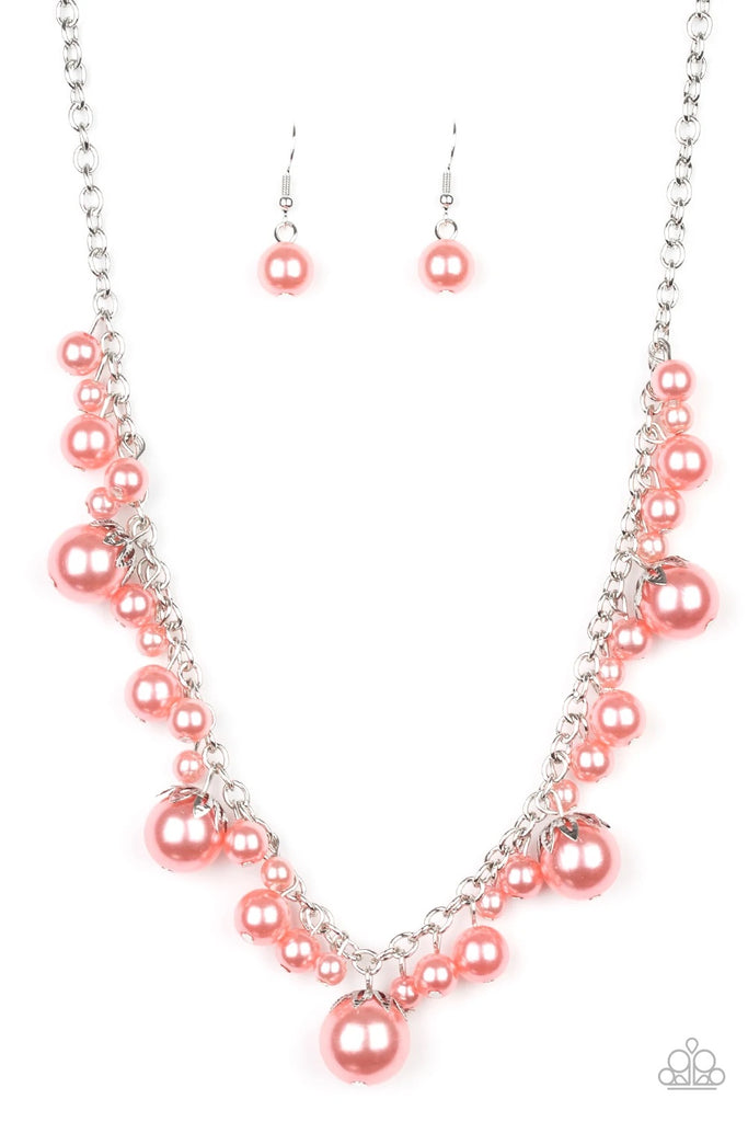 Uptown Pearls - Orange Pearl Necklace-Paparazzi