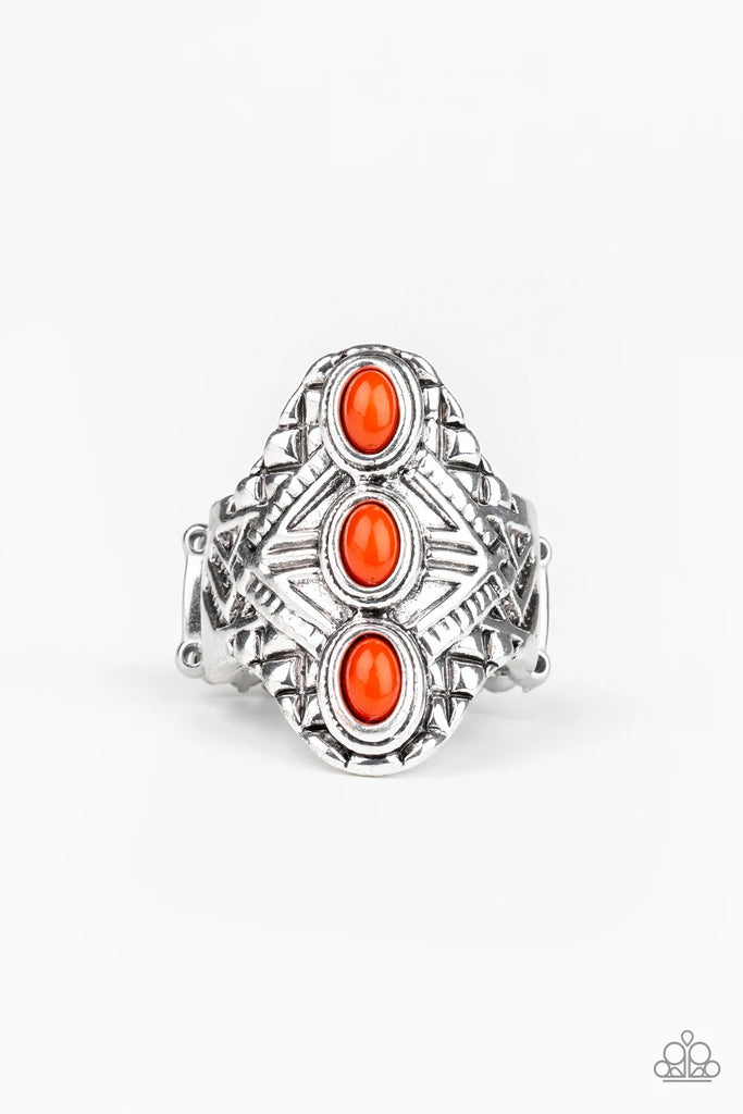 Mayan Motif - Orange Ring-Paparazzi - The Sassy Sparkle